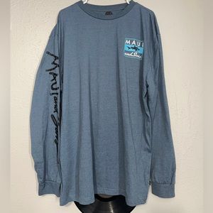 Maui and sons shark water beach indigo color size xl long sleeve t shirt